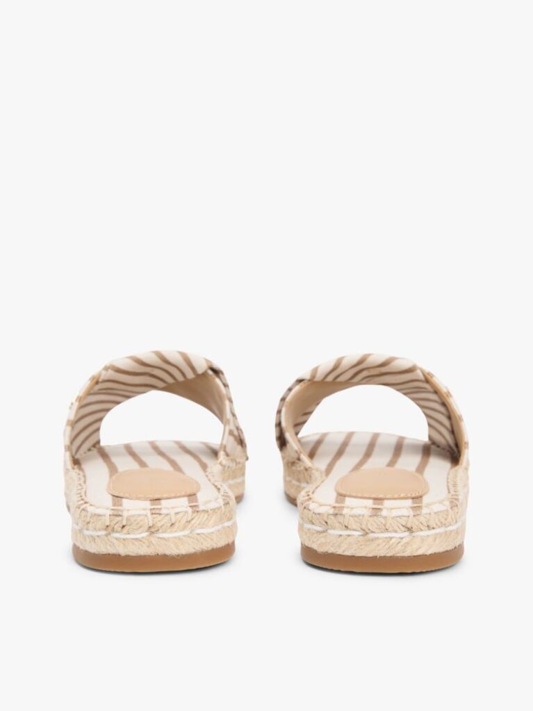 Bej Mules Espadrille Din Panza Cu Monograma TH Si Dungi  Femei