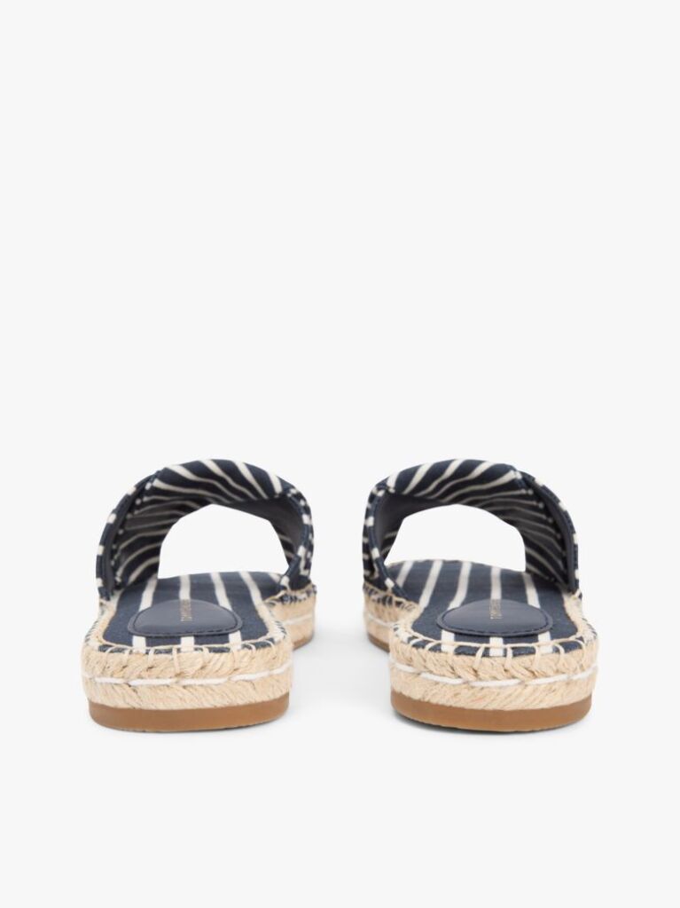 Blue Mules Espadrille Din Panza Cu Monograma TH Si Dungi  Femei
