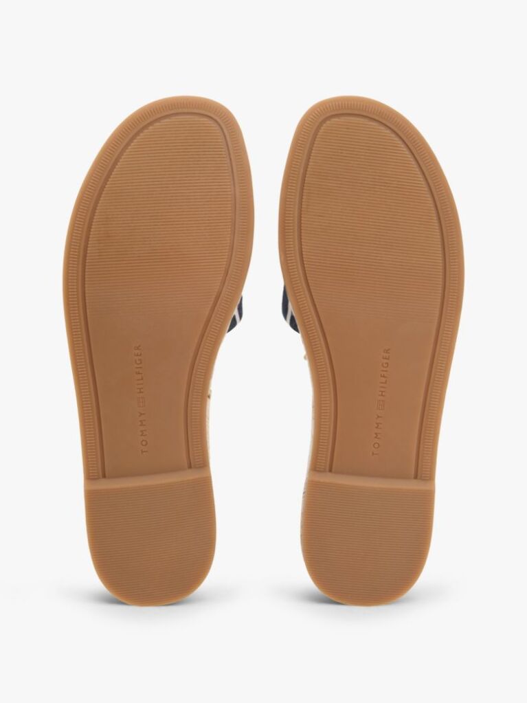 Blue Mules Espadrille Din Panza Cu Monograma TH Si Dungi  Femei