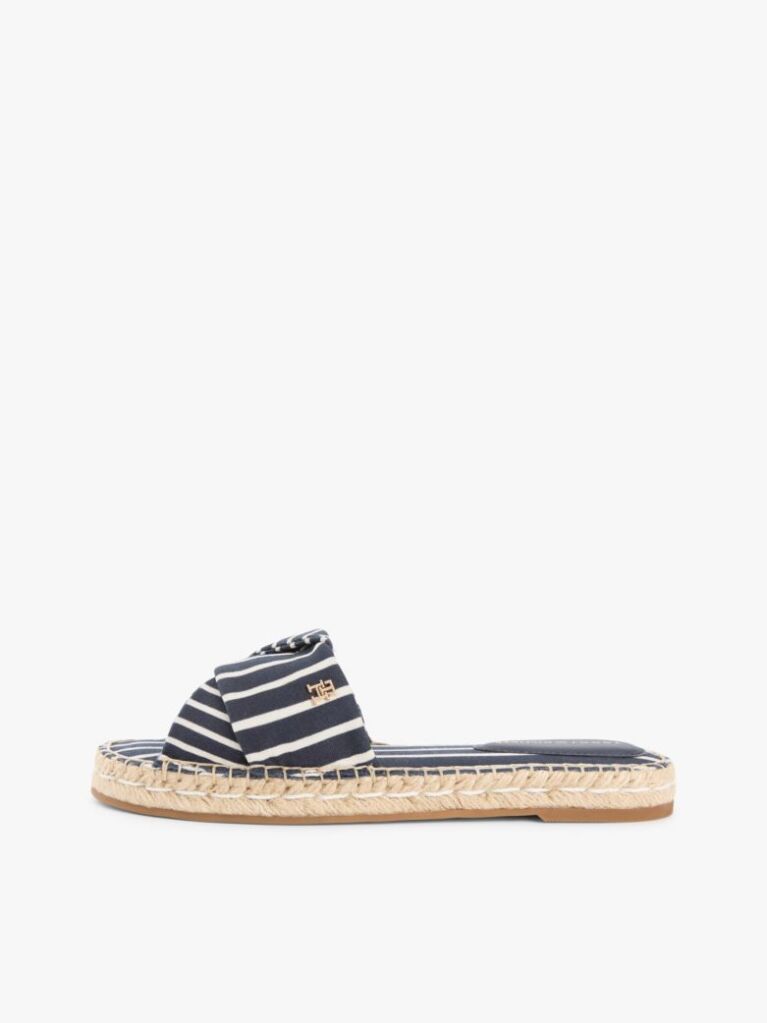 Blue Mules Espadrille Din Panza Cu Monograma TH Si Dungi  Femei