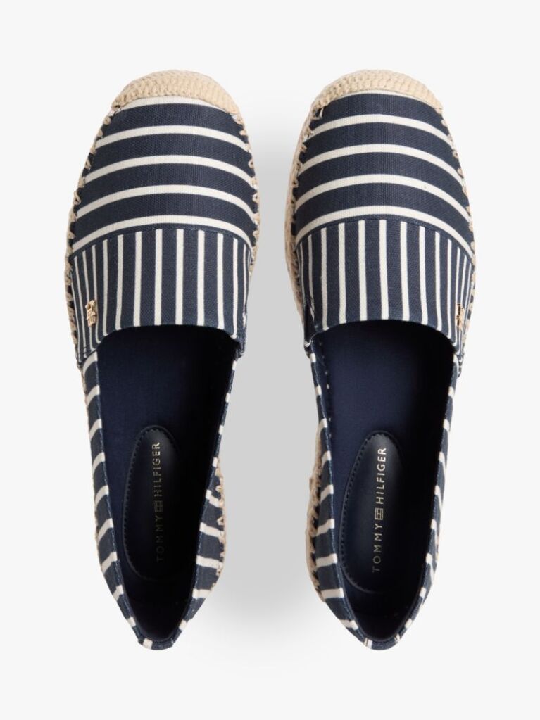 Blue Espadrile Cu Platforma Din Panza Cu Dungi Si Monograma TH  Femei