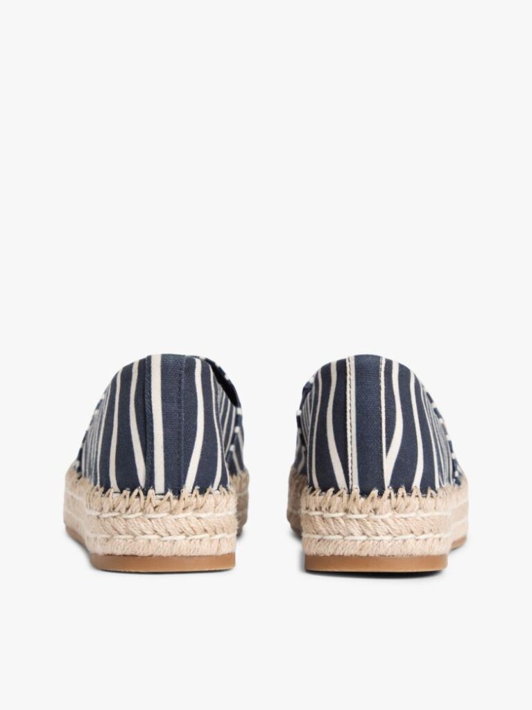 Blue Espadrile Cu Platforma Din Panza Cu Dungi Si Monograma TH  Femei
