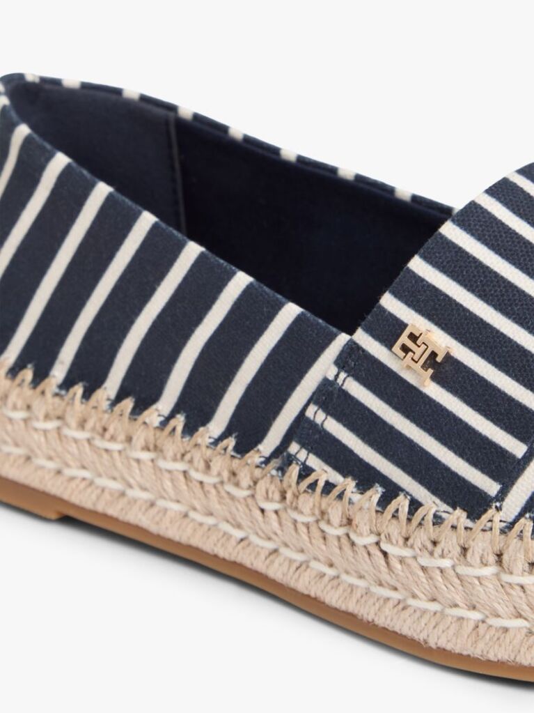 Blue Espadrile Cu Platforma Din Panza Cu Dungi Si Monograma TH  Femei