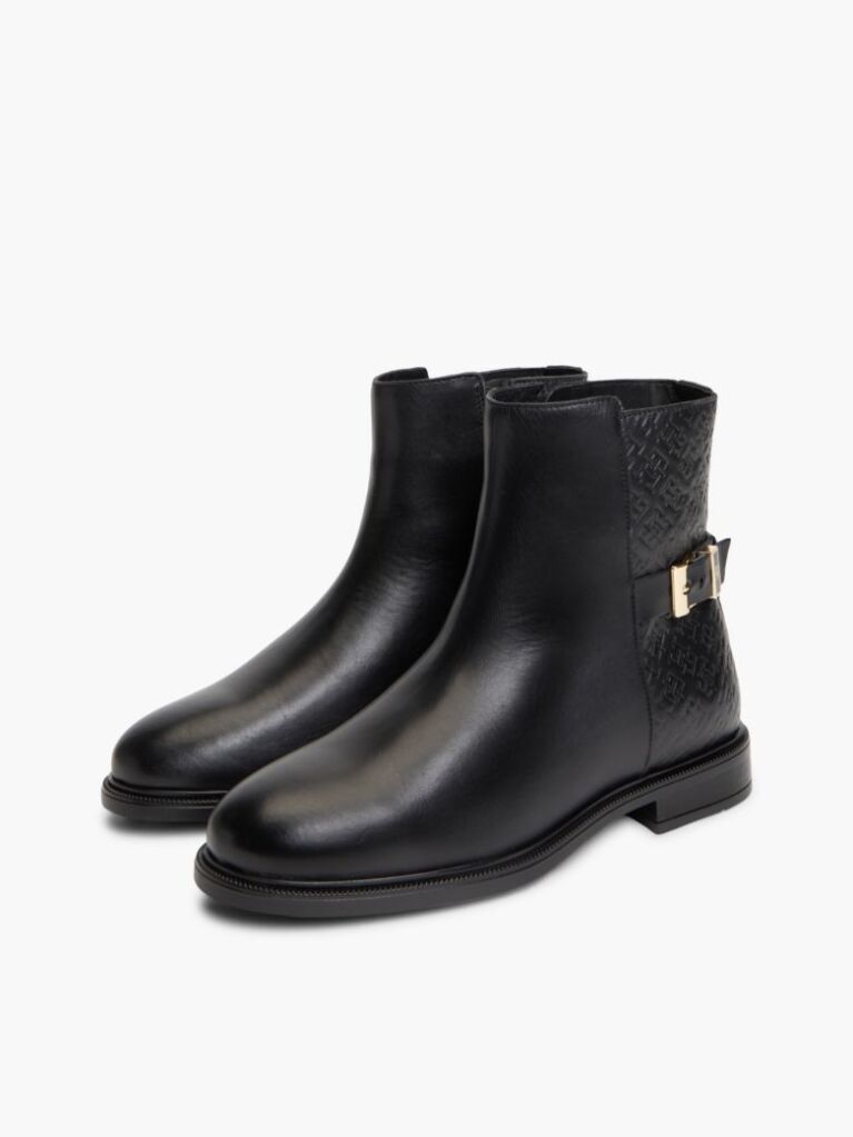 Negru Botine Din Piele Cu Monograma TH  Femei