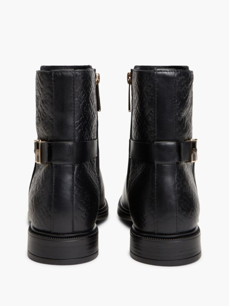 Negru Botine Din Piele Cu Monograma TH  Femei