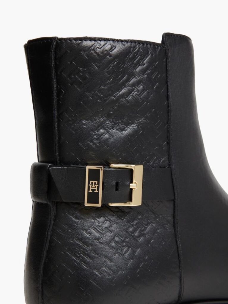 Negru Botine Din Piele Cu Monograma TH  Femei