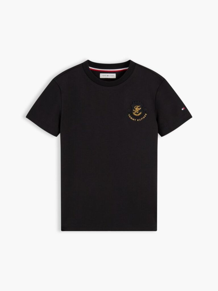 Negru Appliqué T-Shirt Cu Logo  Baieti