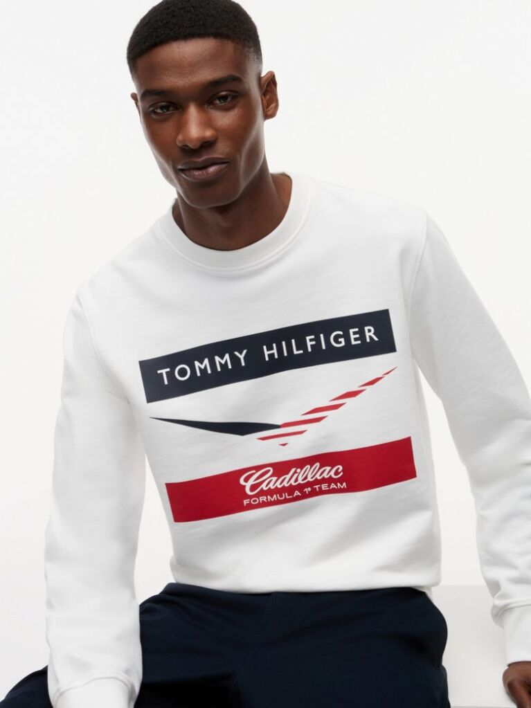 White TH x Cadillac Formula 1® Team Chevron Sweatshirt  Unisex