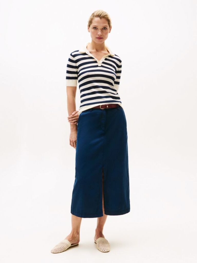 Blue Fusta Midi Tip Chino  Femei