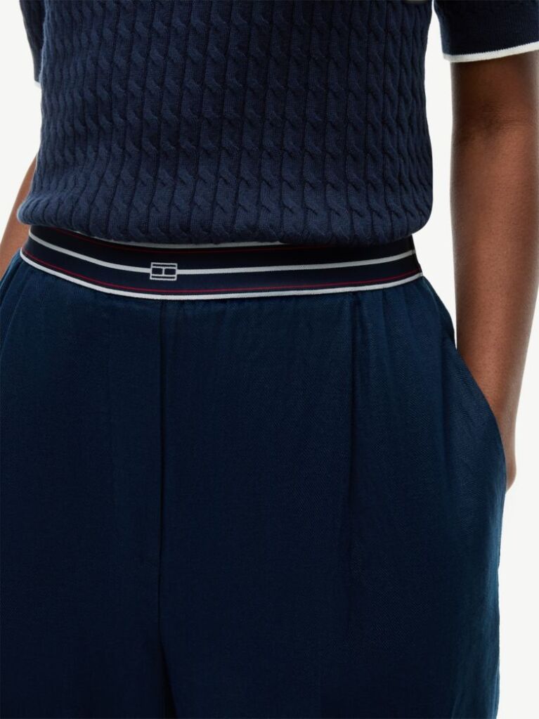 Blue Pantaloni Drepti Din In Pur  Femei