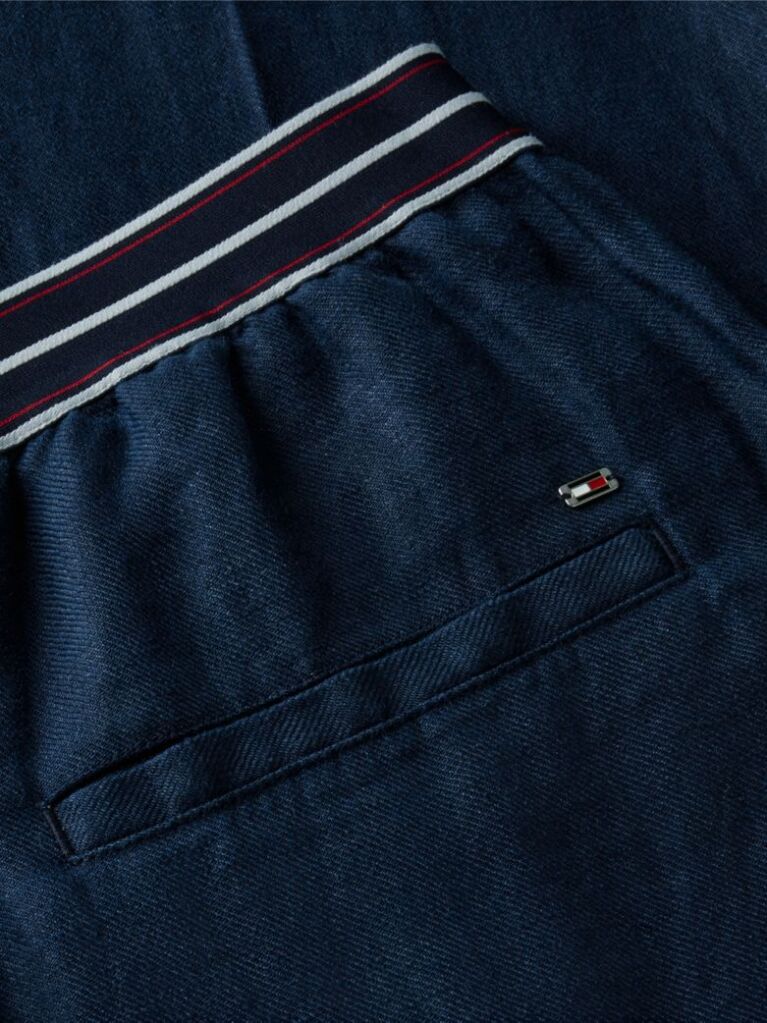 Blue Pantaloni Drepti Din In Pur  Femei