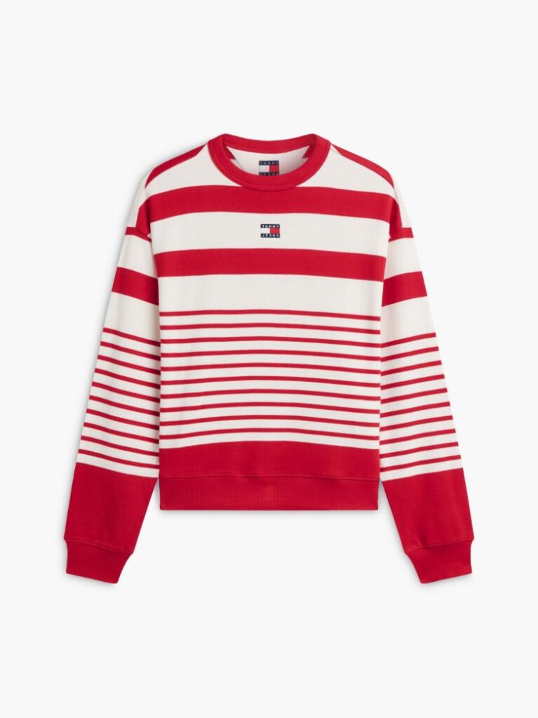 Multi Tommy Badge Hanorac Fara Gluga Cu Croiala Lejera Si Dungi  Femei