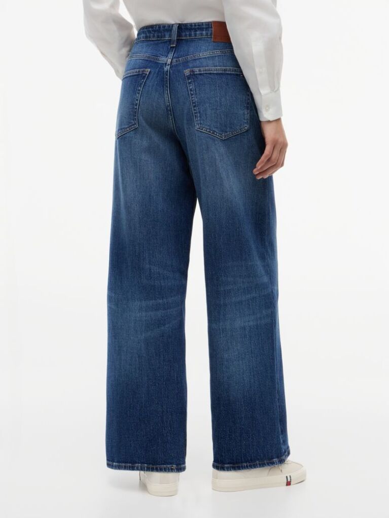 Denim Blugi Cu Talie Medie Picior Larg Si Croiala Loose  Femei