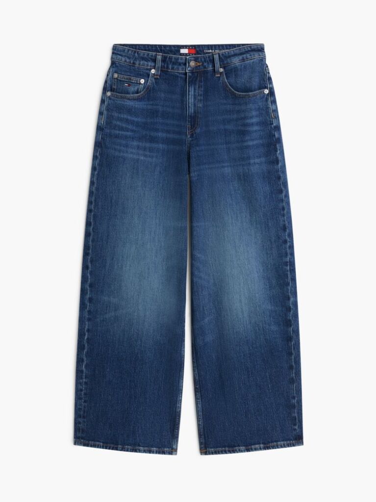 Denim Blugi Cu Talie Medie Picior Larg Si Croiala Loose  Femei