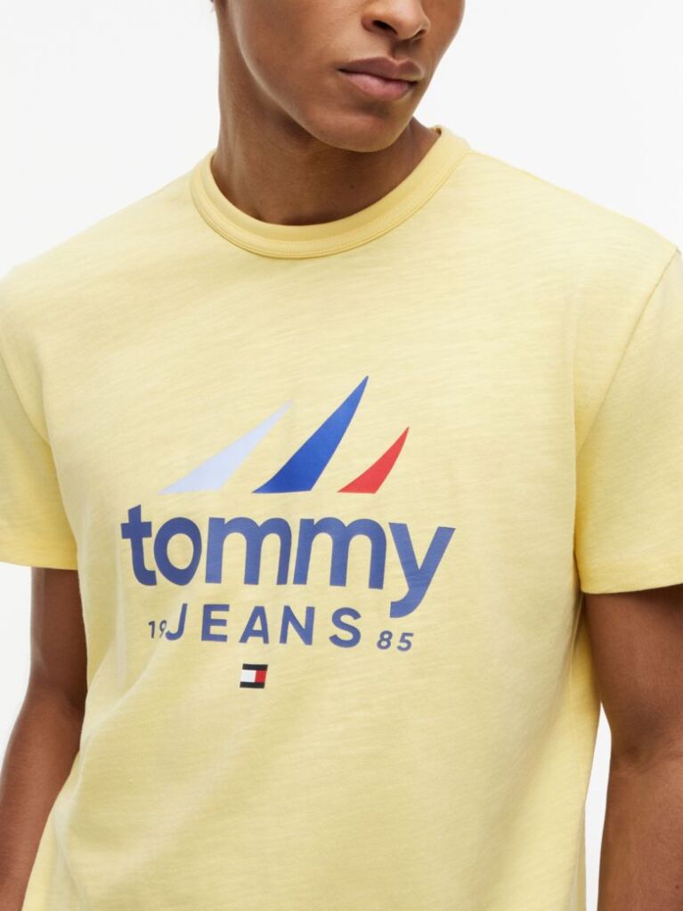 Galben T-Shirt Din Jersey Texturat  Barbati