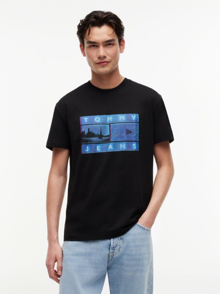 Negru T-Shirt Cu Model Printat  Barbati