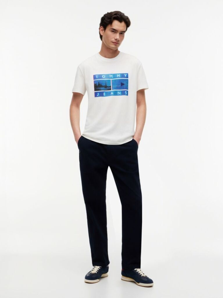 Alb T-Shirt Cu Model Printat  Barbati