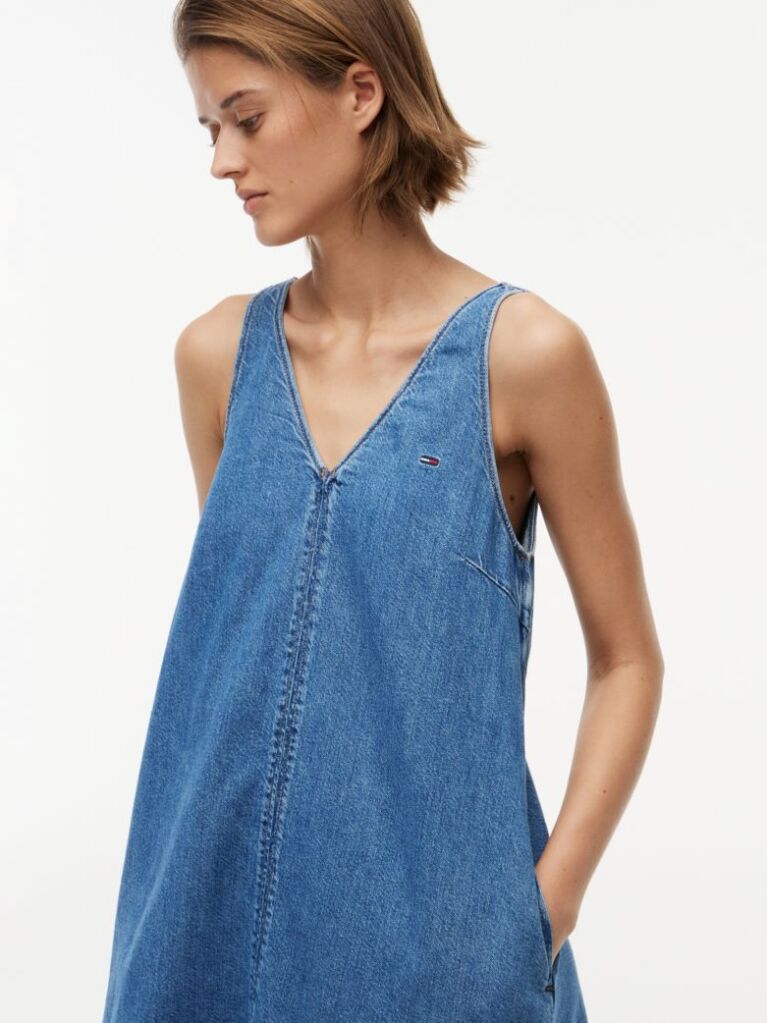 Denim Rochie Din Denim Cu Guler V  Femei