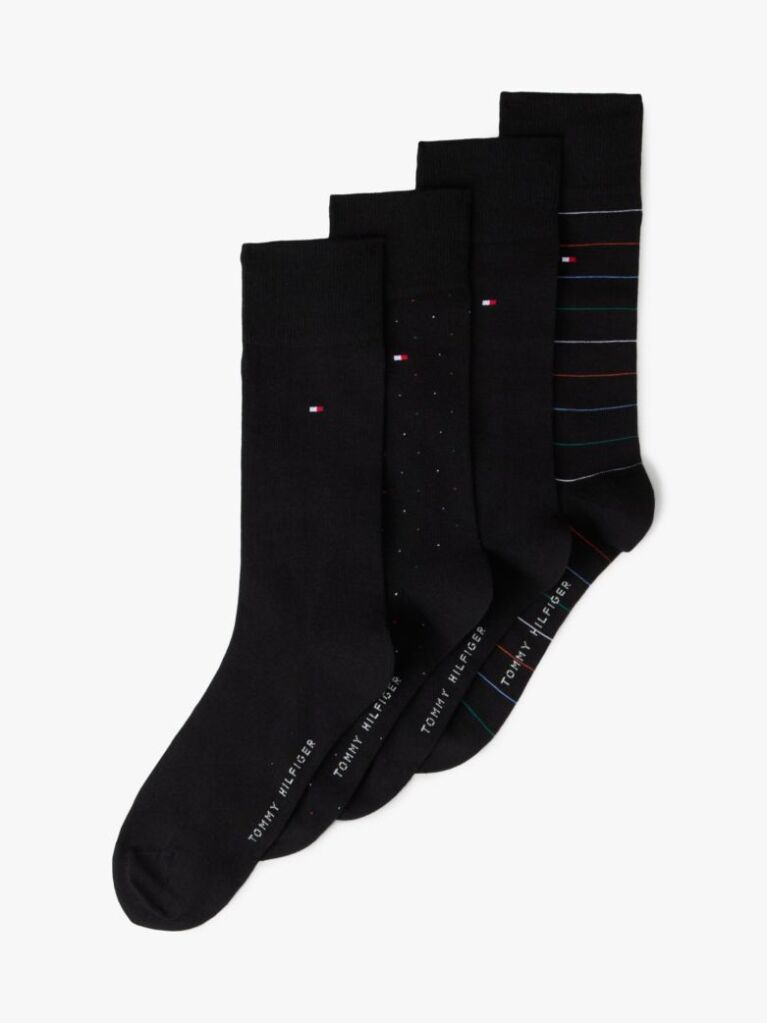 Negru 4-Pack Sosete Brodate Cu Steaguri In Cutie De Cadou  Barbati