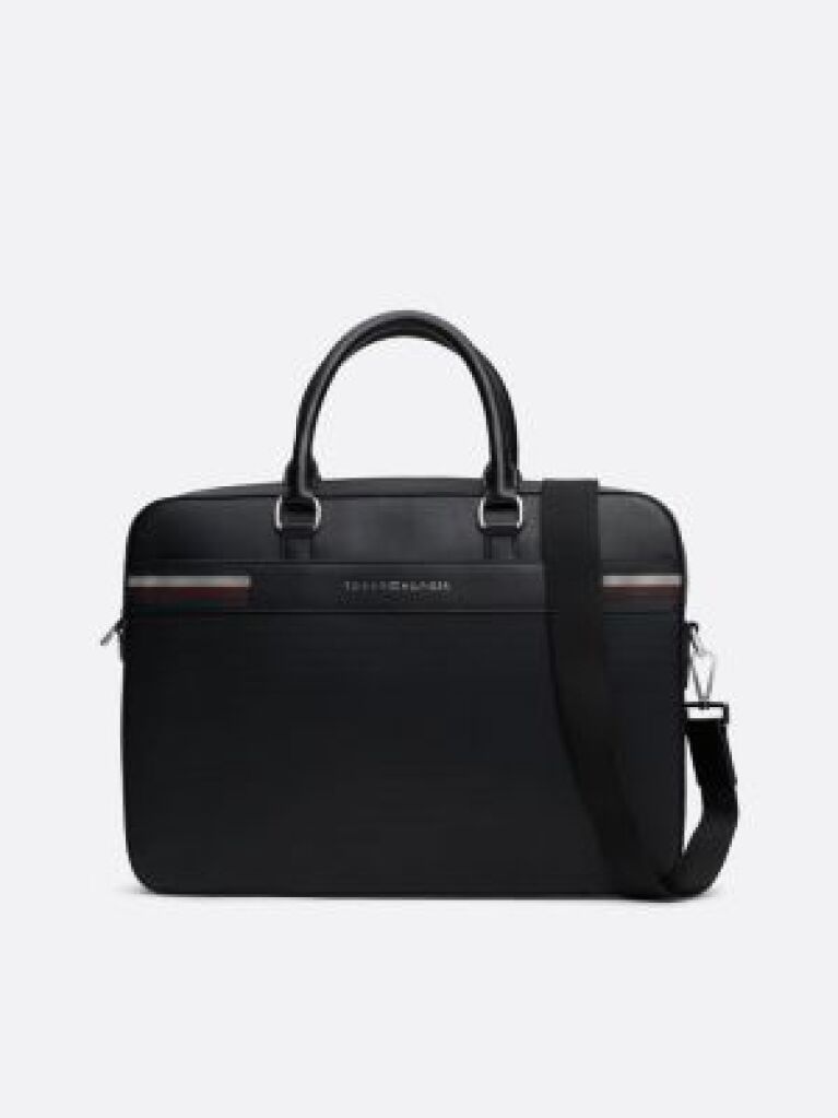 Negru Geanta De Laptop Cu Textura Mixta Corporate  Barbati