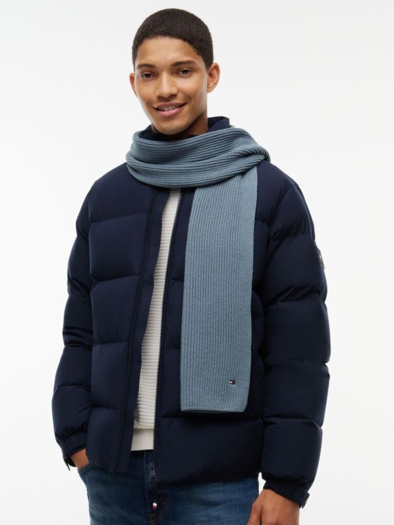 Blue Esarfa Din Casmir Cu Steag Brodat Hilfiger  Barbati