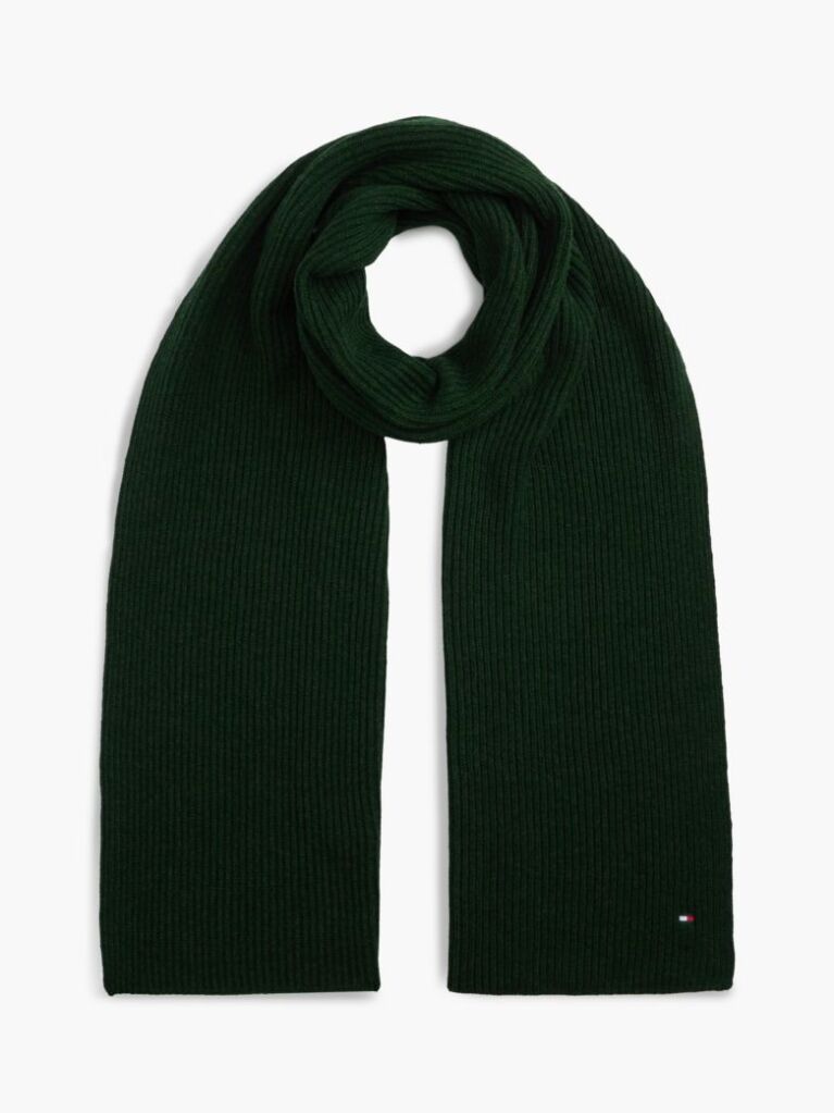Verde Esarfa Din Casmir Cu Steag Brodat Hilfiger  Barbati