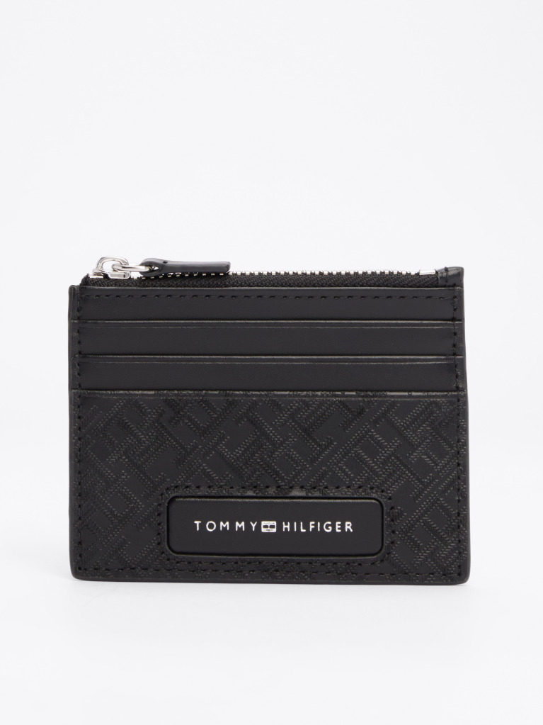 Negru Portcard Din Piele TH Monogram  Barbati