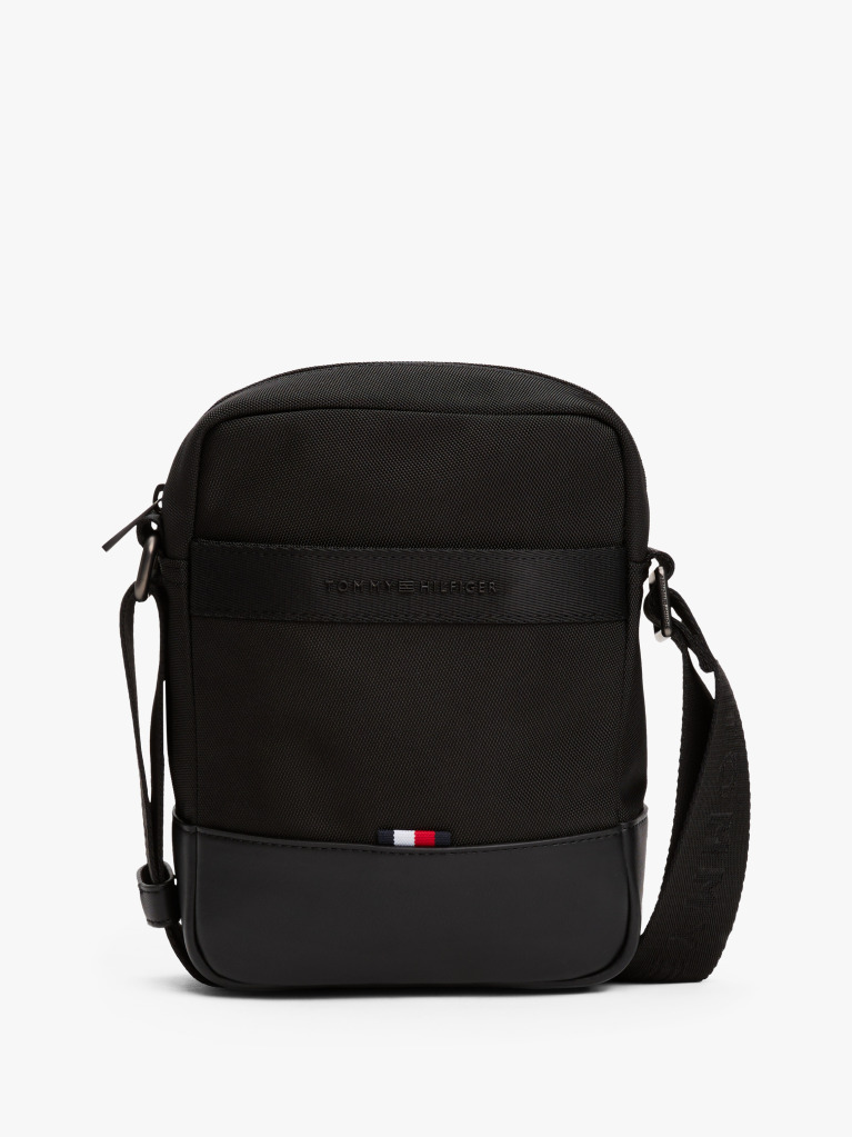 Negru Geanta Reporter Crossbody Cu Logo Metalic  Barbati