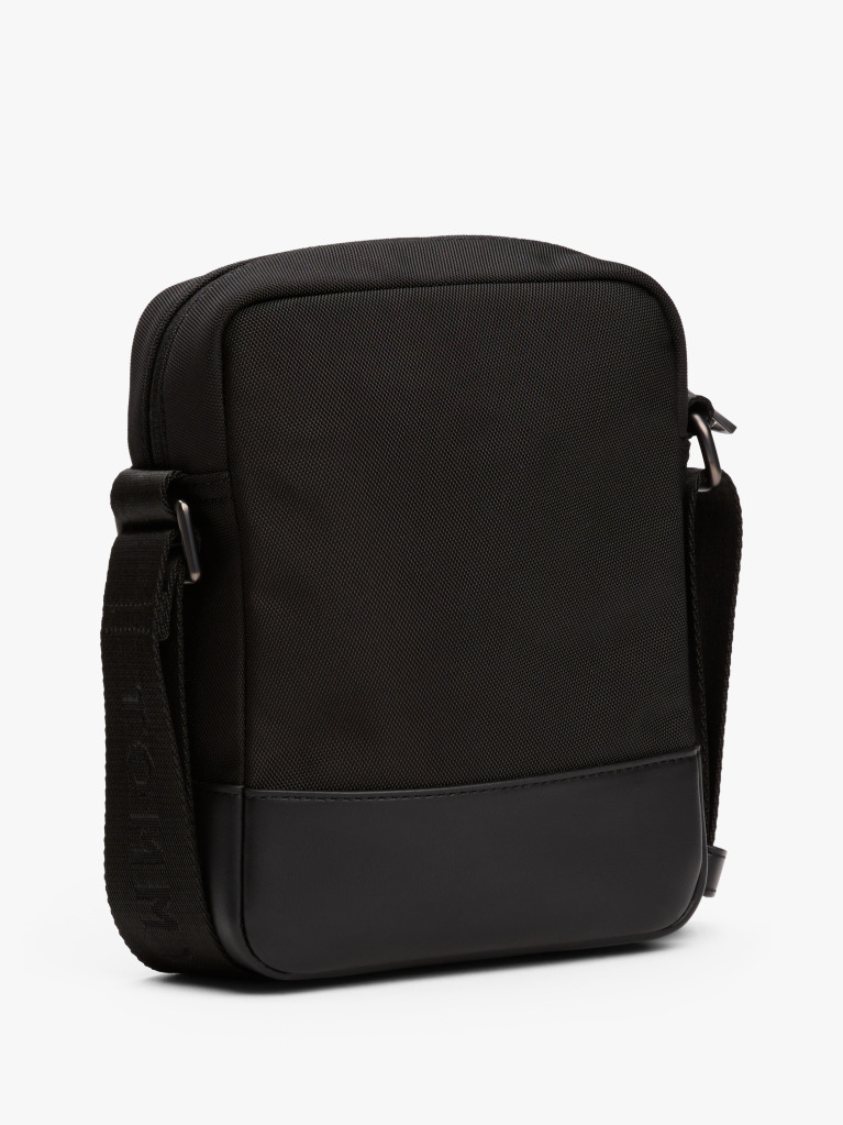 Negru Geanta Reporter Crossbody Cu Logo Metalic  Barbati