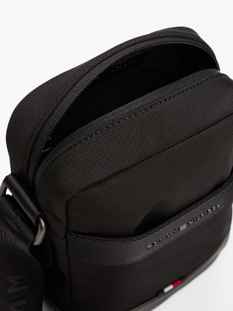 Negru Geanta Reporter Crossbody Cu Logo Metalic  Barbati
