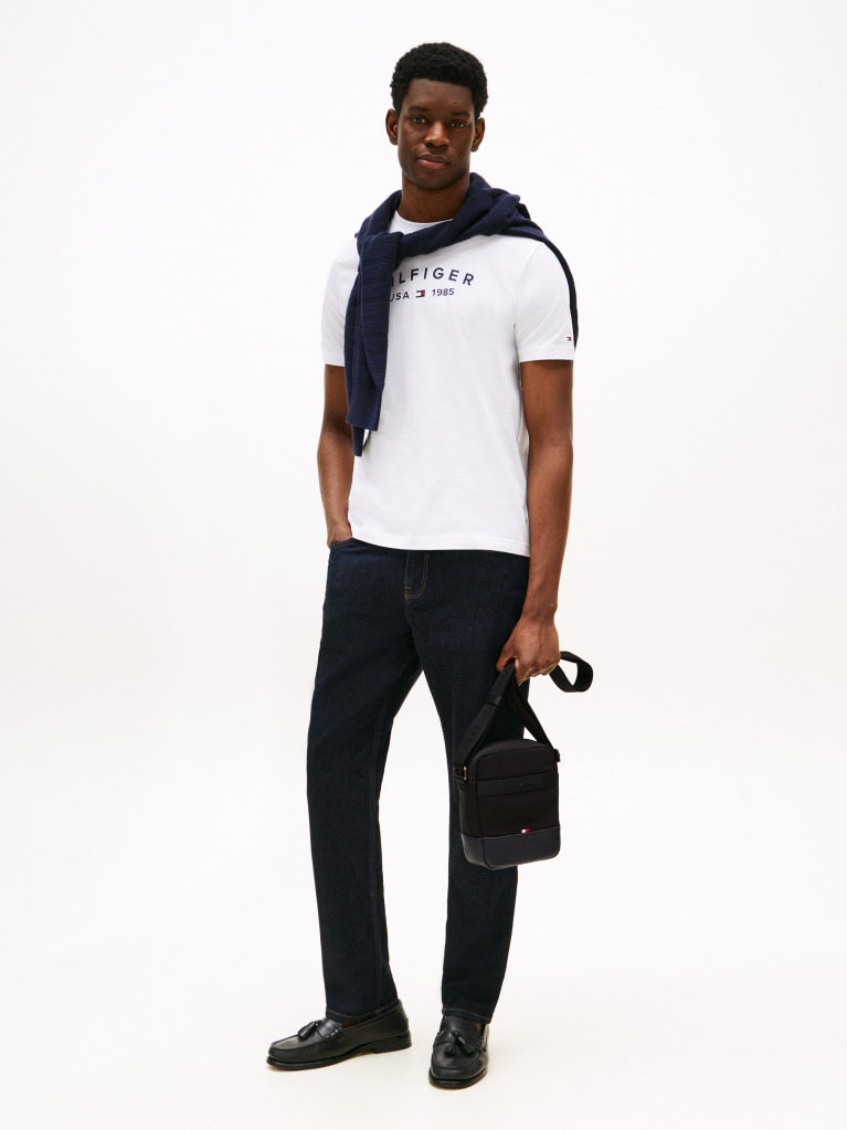 Negru Geanta Reporter Crossbody Cu Logo Metalic  Barbati