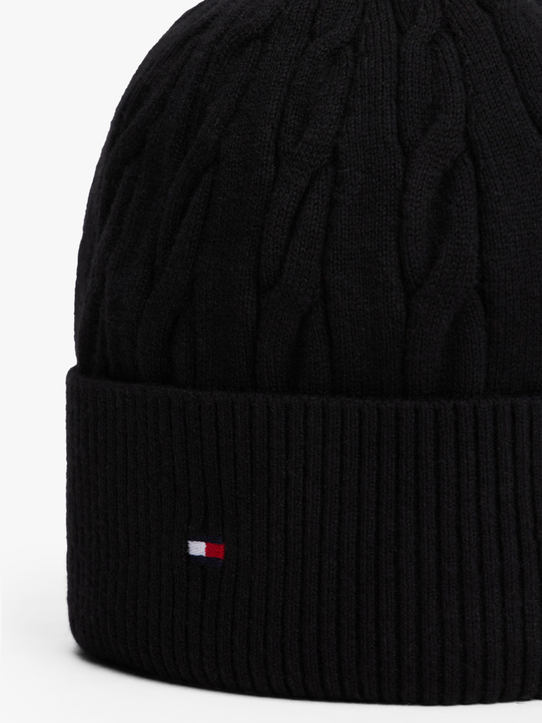 Negru Caciula Tricotata Din Amestec De Lana Cu Hilfiger Flag  Barbati