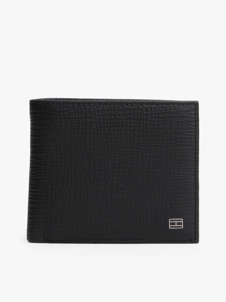 Negru Portofel Bifold Din Piele Cu Logo Hilfiger Flag  Barbati