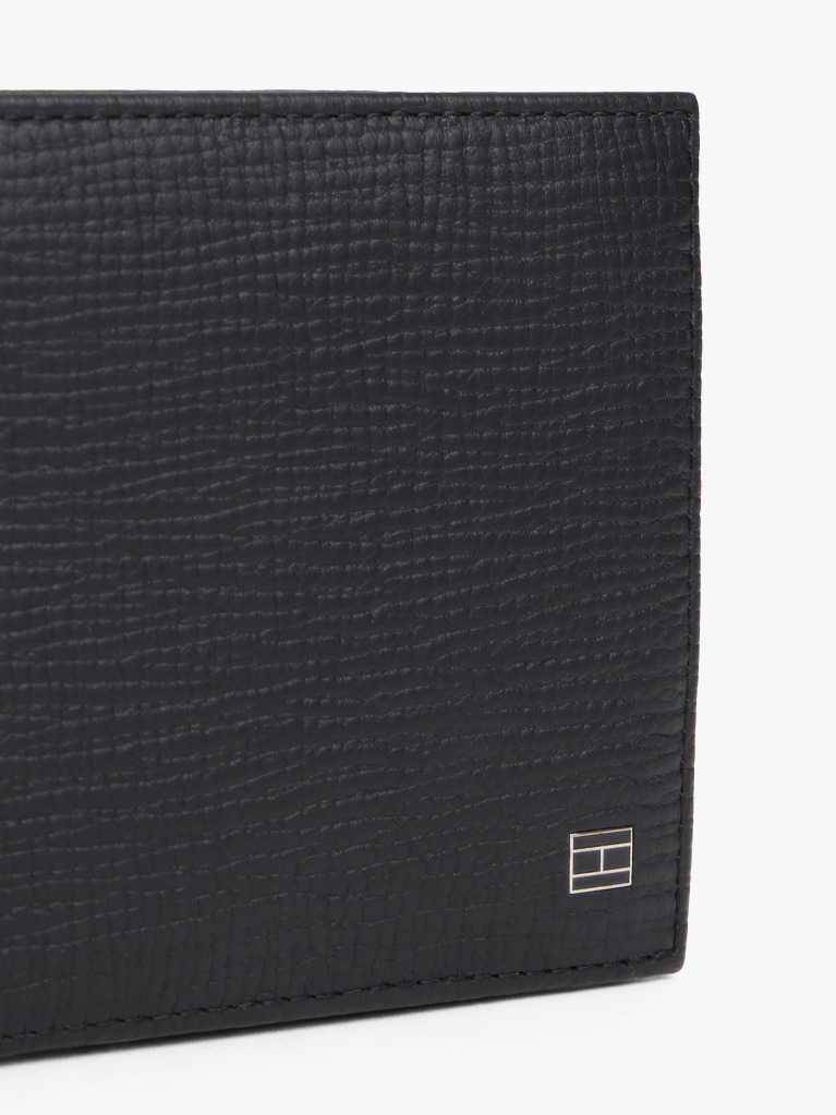 Negru Portofel Bifold Din Piele Cu Logo Hilfiger Flag  Barbati