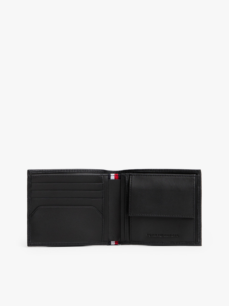 Negru Portofel Bifold Din Piele Cu Logo Hilfiger Flag  Barbati