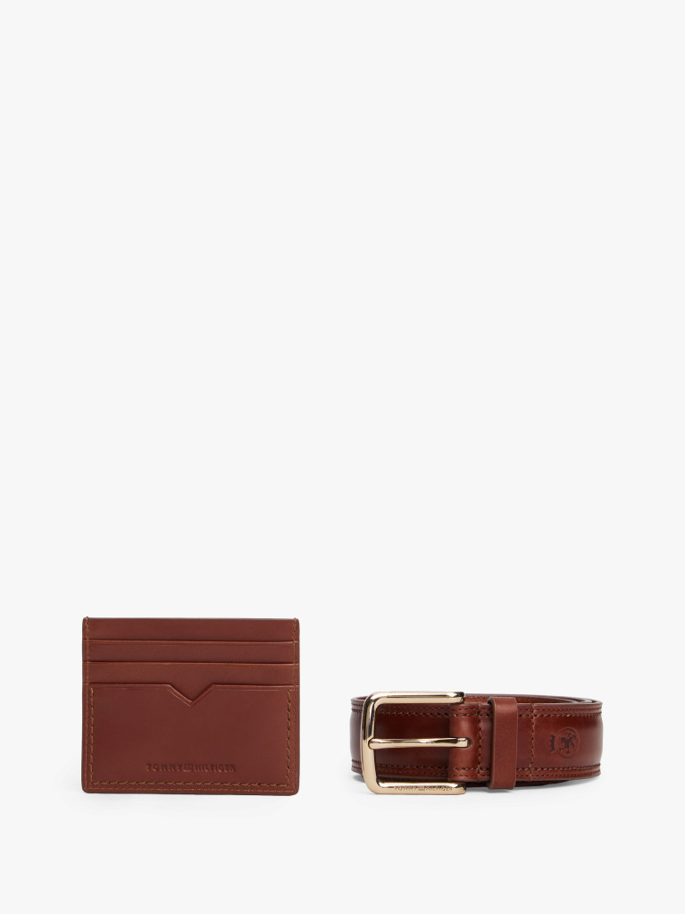 Maro Cutie Cadou Cu Curea TH Crest Din Piele Si Suport Pentru Carduri  Barbati