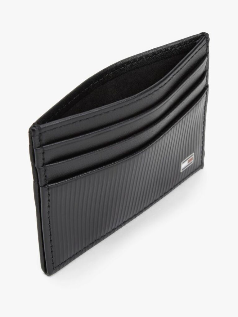 Negru Hilfiger Flag Portofel Pentru Carduri Din Piele Cu Logo Din Piele   Barbati