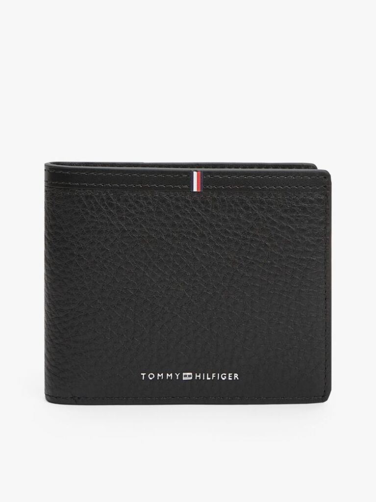 Negru Corporate Portofel Din Piele Cu Clapa Si Logo  Barbati