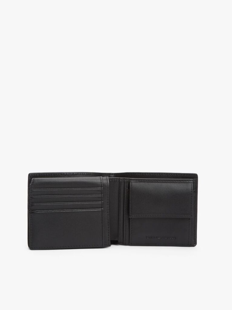 Negru Corporate Portofel Din Piele Cu Clapa Si Logo  Barbati