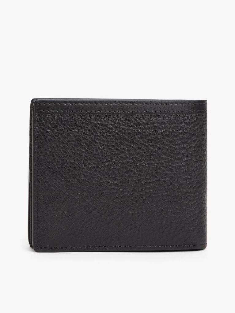 Negru Corporate Portofel Din Piele Cu Clapa Si Logo  Barbati
