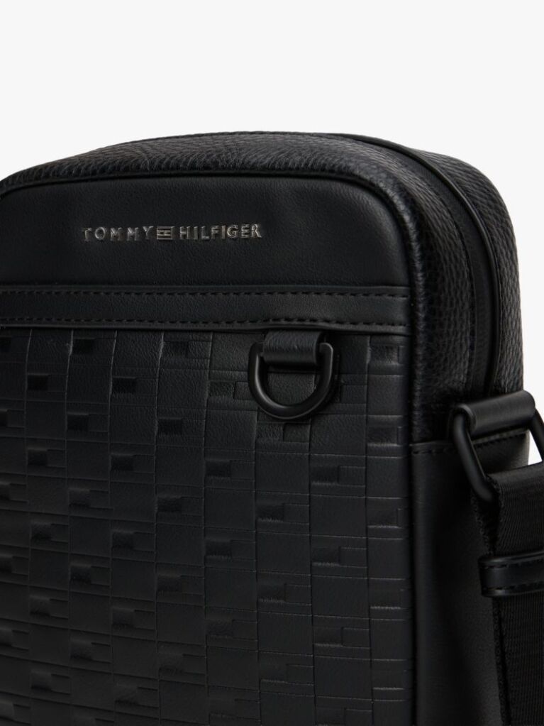 Negru Geanta Crossbody Moderna cu Steag Repetitiv  Barbati
