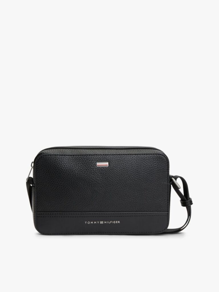 Negru Geanta De Reporter Crossbody Cu Banda Signature Si Placa  Barbati