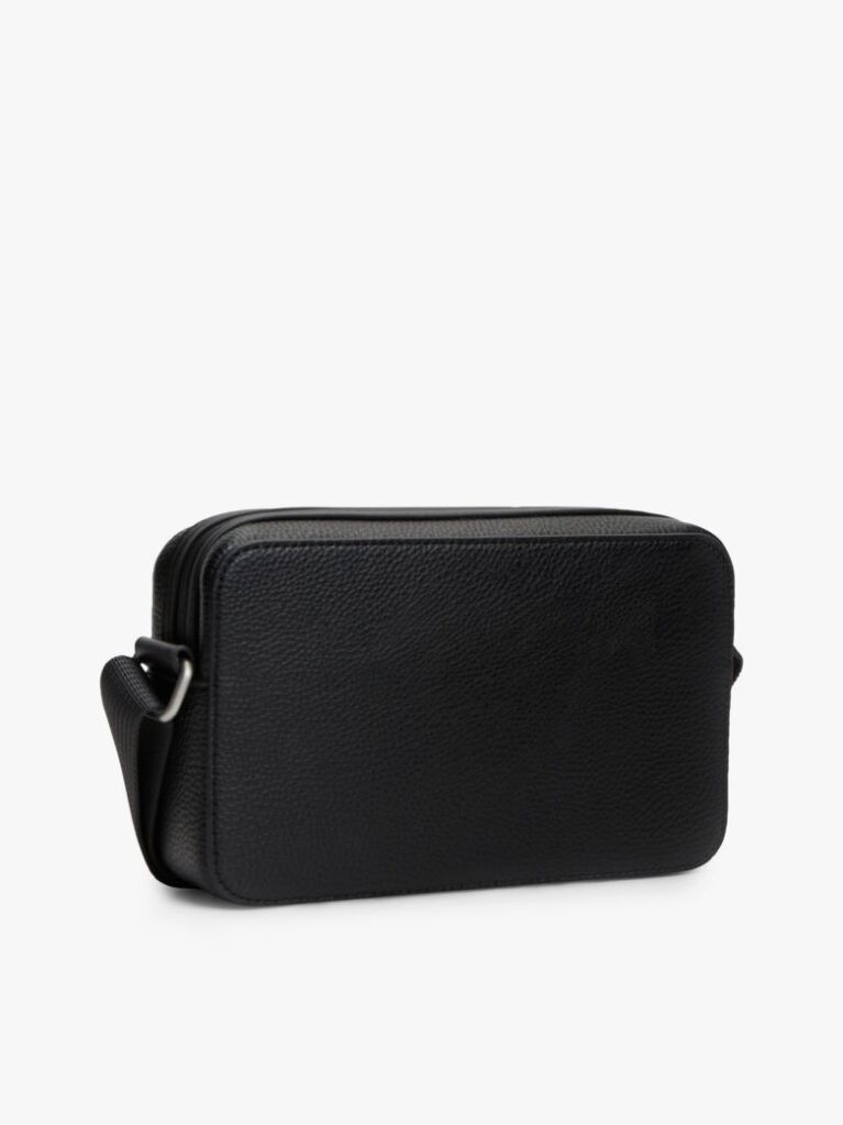 Negru Geanta De Reporter Crossbody Cu Banda Signature Si Placa  Barbati
