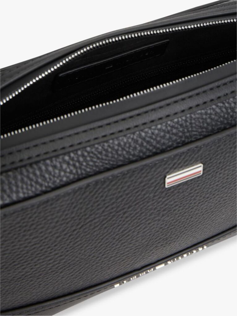 Negru Geanta De Reporter Crossbody Cu Banda Signature Si Placa  Barbati