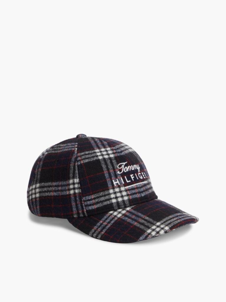 Multi Wool Blend Logo Check Baseball Cap  Men