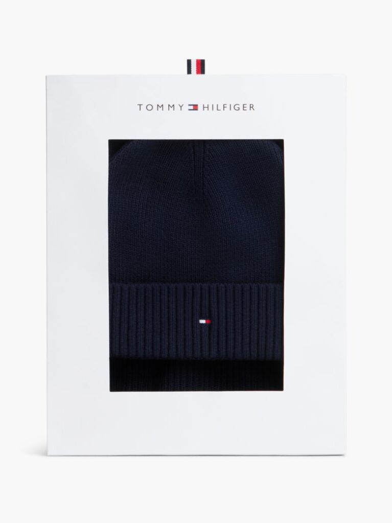 Blue Hilfiger Flag Scarf And Beanie Gift Box  Men