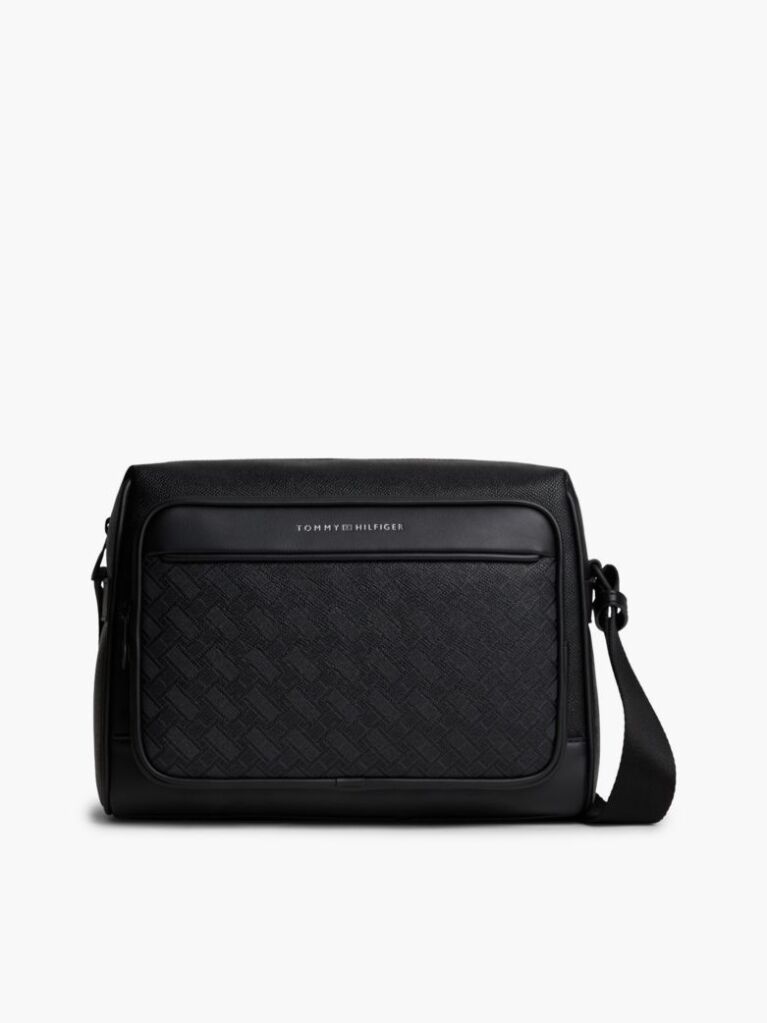 Negru Geanta Crossbody Messenger Modern Cu Steag  Barbati