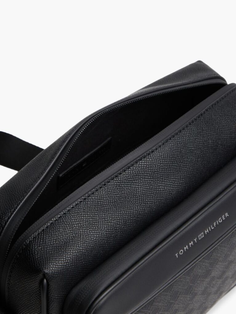 Negru Geanta Crossbody Messenger Modern Cu Steag  Barbati