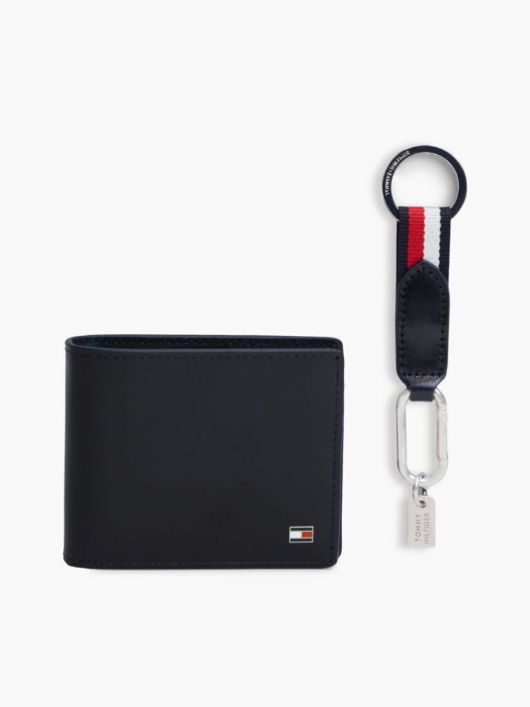 Blue Set De Cadou Cu Portofel Pentru Carduri si Breloc Din Piele  Barbati