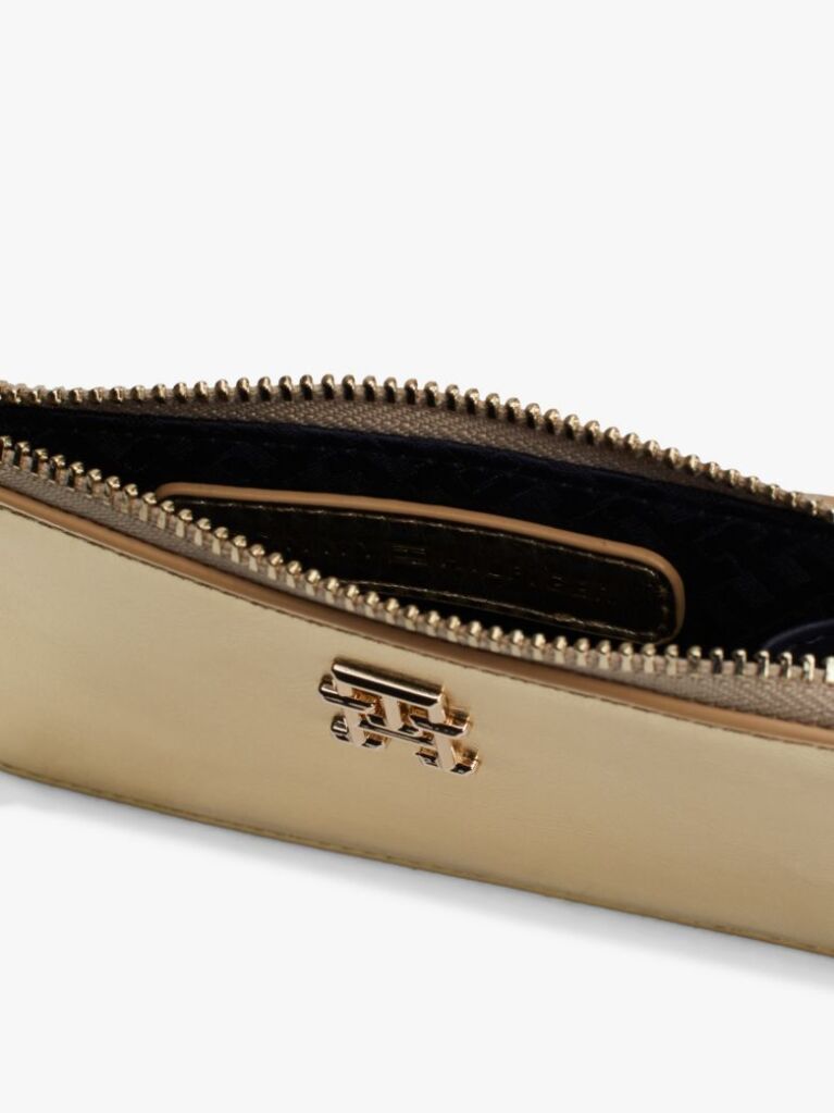 Gold TH Monogram Slim Metallic Wallet  Women